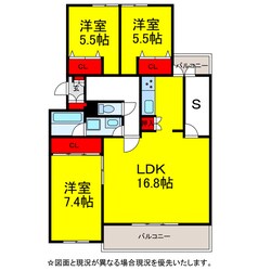 ﾘﾌﾞﾚｽ成田Cの物件間取画像